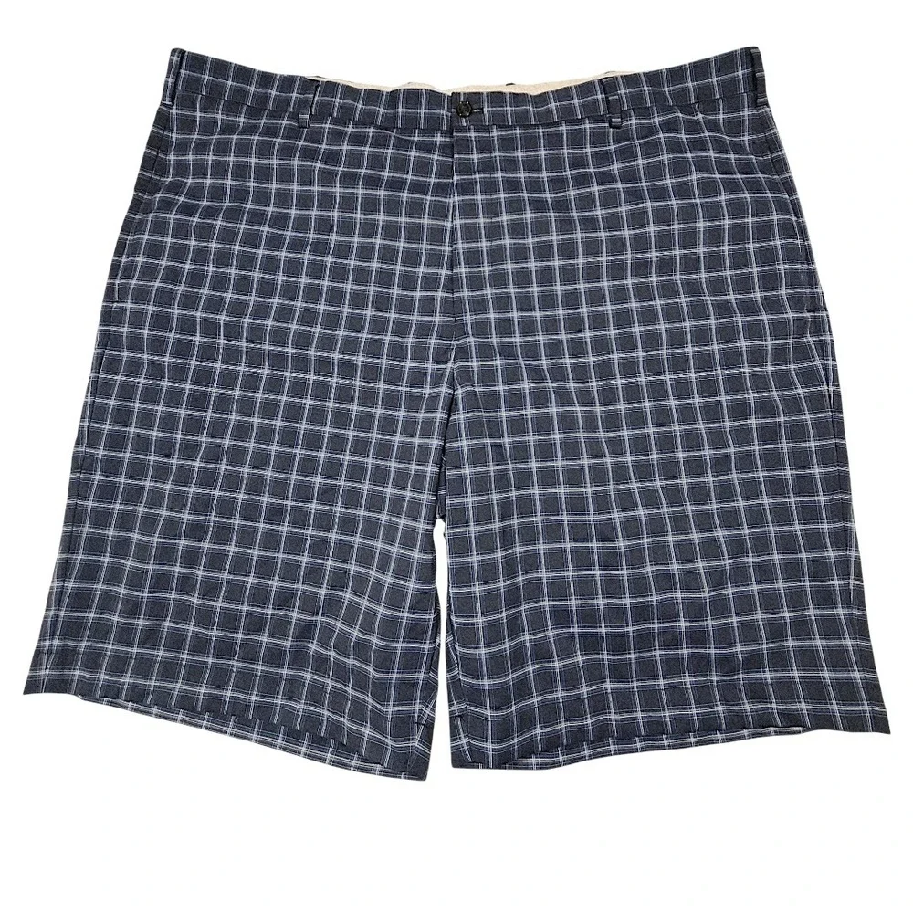 Greg Norman Shorts 44 x10 Men Blue  Plaid Flat Front Bermuda Chino 22